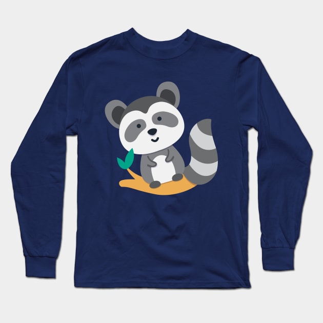 Cute raccoon, funny racoon, kawaii racon Long Sleeve T-Shirt by crocozen